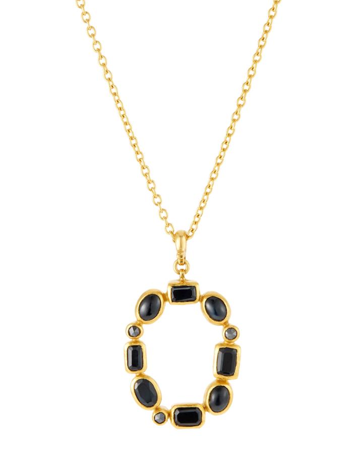Amulet Hue Black Diamond & Sapphire Pendant Necklace