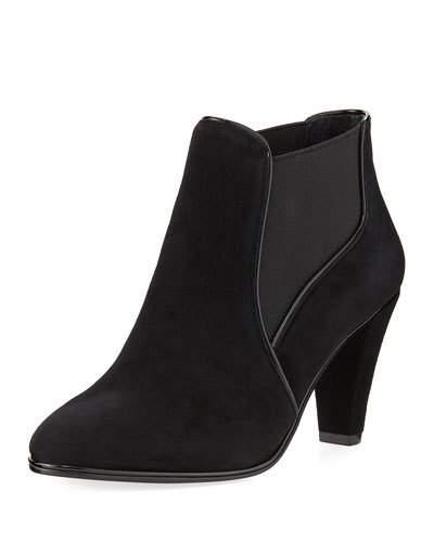 Gored Suede Bootie, Black