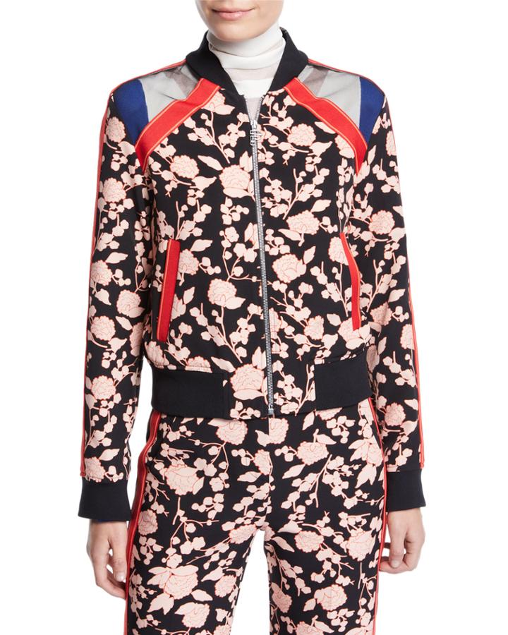 Floral Zip-front Bomber Jacket