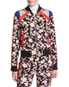 Floral Zip-front Bomber Jacket
