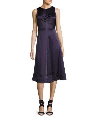 Brandon Sleeveless Satin Swing Dress,