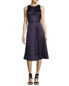 Brandon Sleeveless Satin Swing Dress,