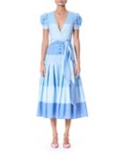 Striped Puff-sleeve Midi