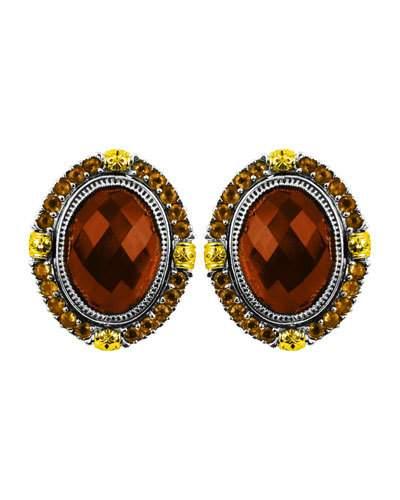 Sterling Silver & 18 Karat Gold Oval Button Earring