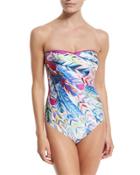 Les Plumes Printed Bandeau One-piece