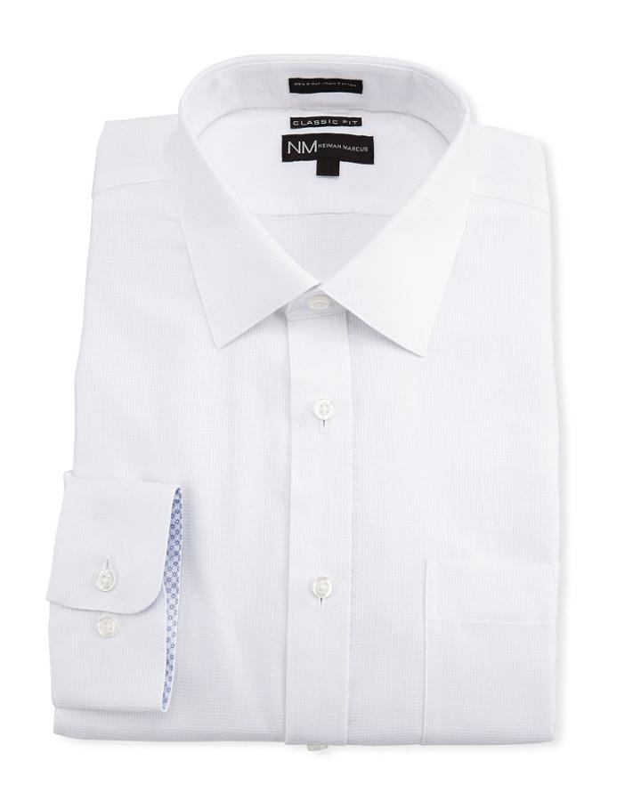 Classic-fit Regular-finish Check-textured Dress