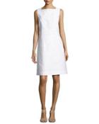 Jojo Sleeveless Fragmented Jacquard Dress, White