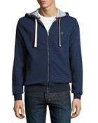 Zip-front Long-sleeve Hoodie, Dark Blue