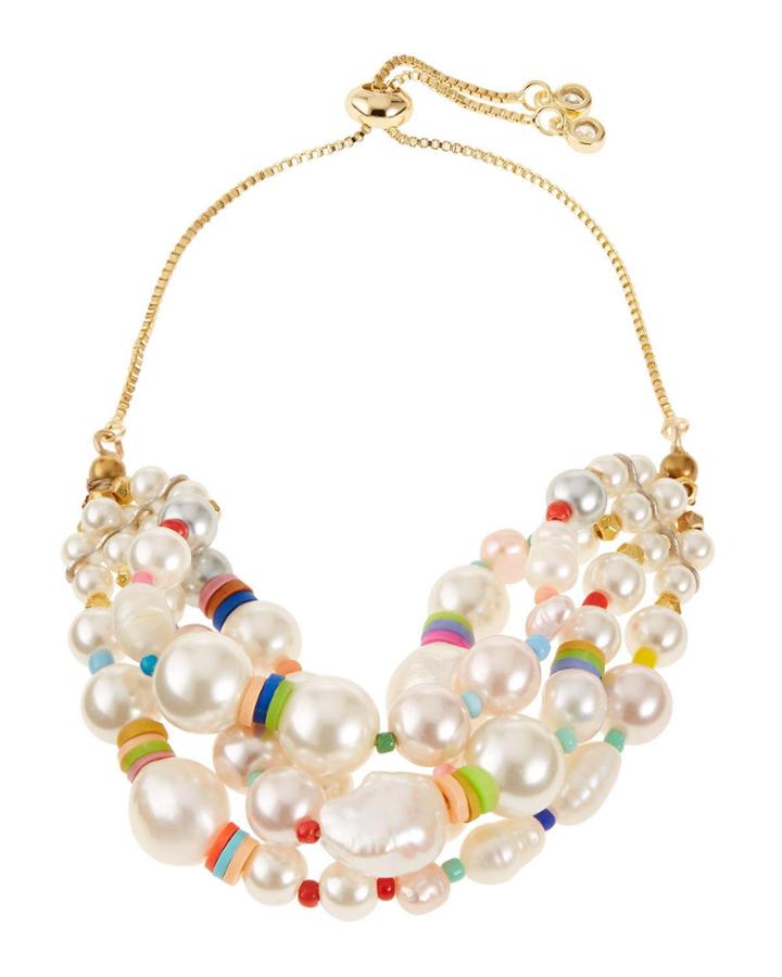 Pearl And Rainbow Multi-strand Bracelet