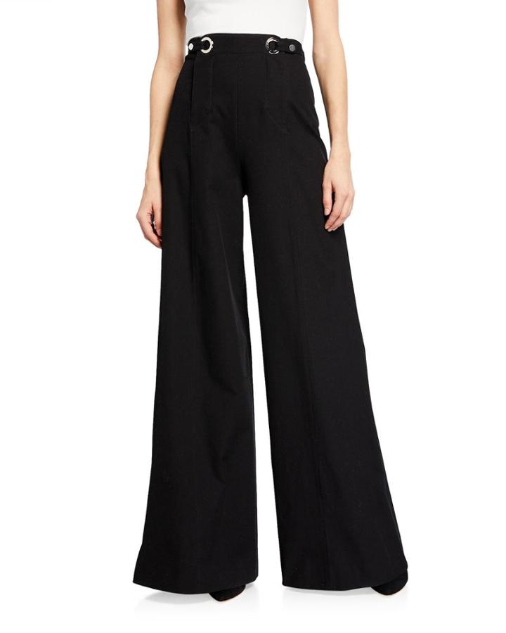 High-waist Grommet Tab Sailor Trousers