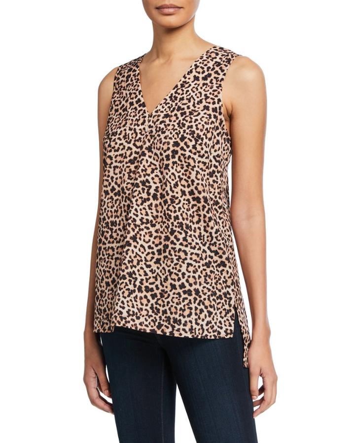 Leopard-print Sleeveless High-low Tank