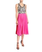 Mixed Silk Pleated Tank Dress