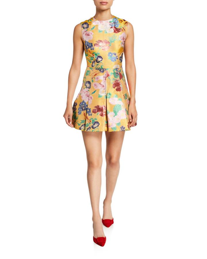 Romantic Brocade Sleeveless Fit-&-flare Dress