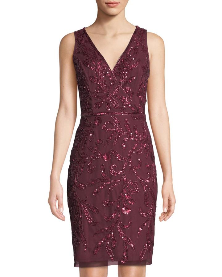V-neck Floral Beaded
