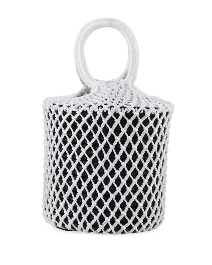 Straw And Macrame Net Bucket Bag