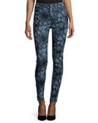 The High-waist Skinny Jeans, Blue Floral