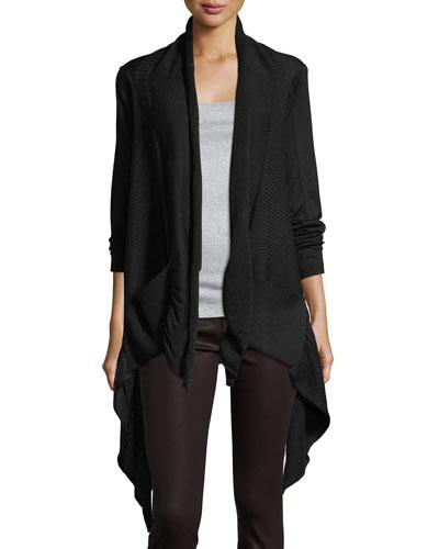 Cascade Two-pocket Open-front Knit Cardigan