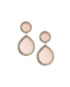 925 Stella 2-stone Drop Earrings In Pink Opal With Diamonds