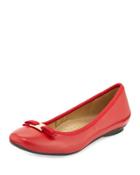 Salma Leather Bow Flat, Red