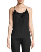 Silk Deco Tank Top With Sequin Embellishments