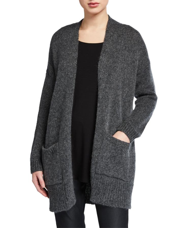 Plus Size Air Wool/mohair Shawl-collar Cardigan