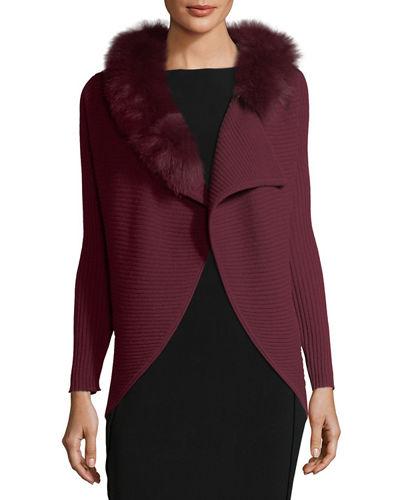Cashmere Fur-trim Wrap Tunic