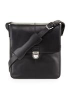 Leather North-south Messenger Bag, Black