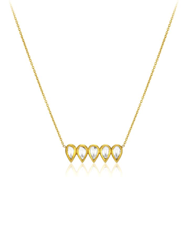 Kundan Vintage 18k Diamond Bar Necklace