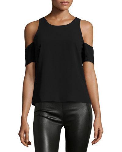 Emmett Crepe Cold-shoulder Top