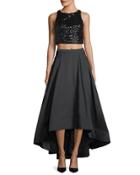 Two-piece Sequin Crop Top & Taffeta Ball
