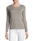 Cashmere Crewneck Top W/split-cuffs