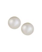 14k White Gold White South Sea Pearl Stud Earrings,