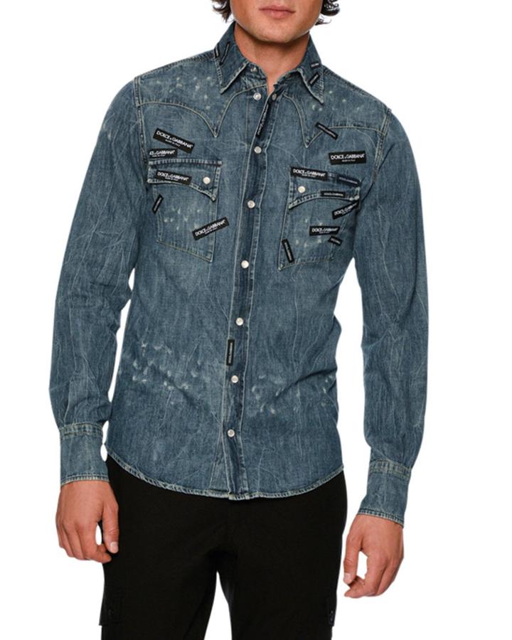 Logo-lapels Denim Western