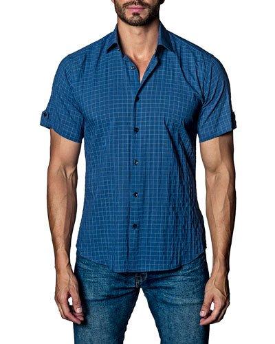 Windowpane Short-sleeve Sport