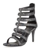 Glittered Strappy Leather Sandal,