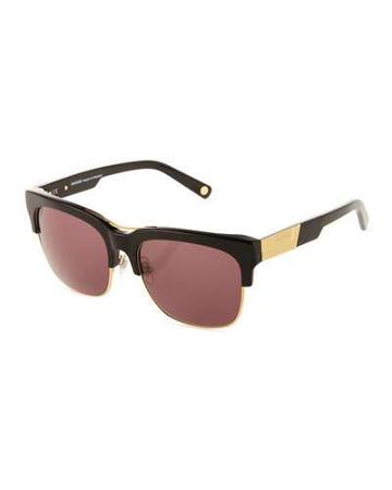 Square Metal/plastic Sunglasses, Black