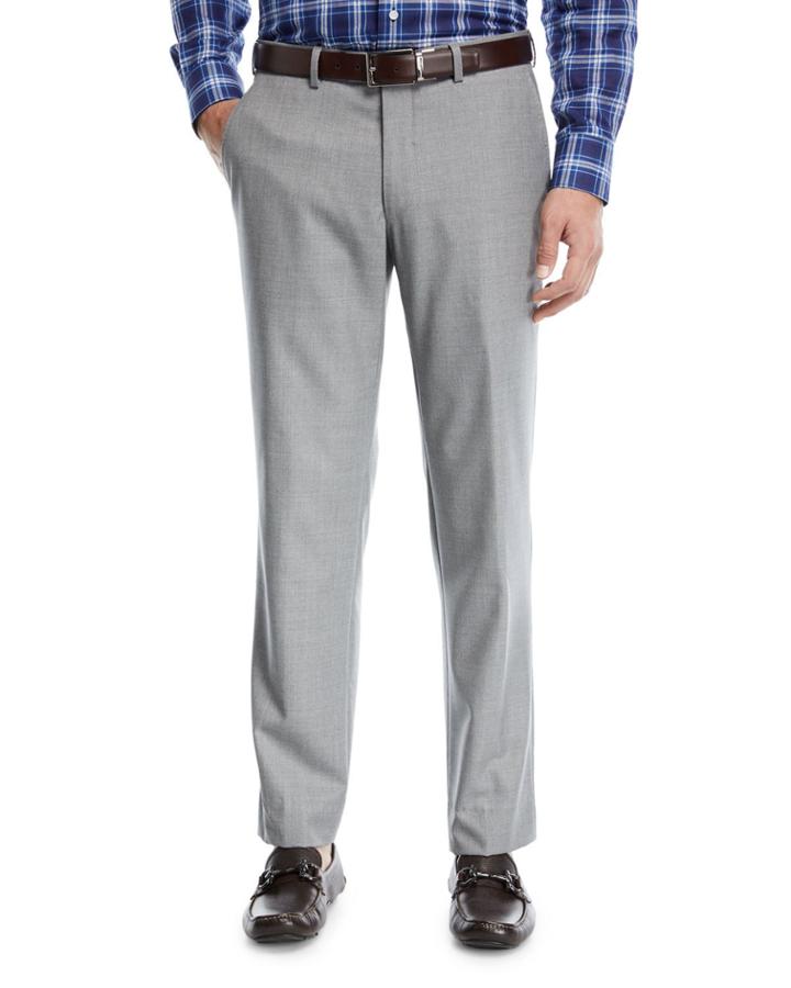 Multi-season Wool Flat-front Trousers
