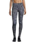 Eyelet-print Performance Leggings, Black