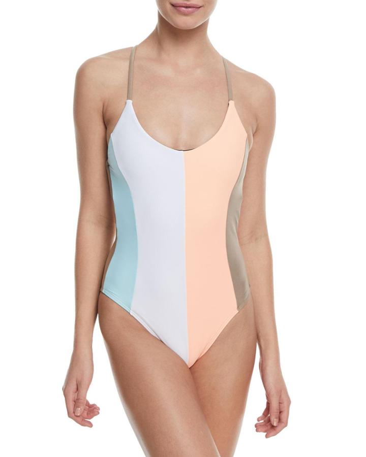 Farrah Scoop-neck Colorblocked One-piece
