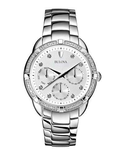 36mm Chronograph Bracelet Watch W/ Diamonds,