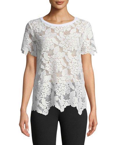 Floral-lace Short-sleeve Tee