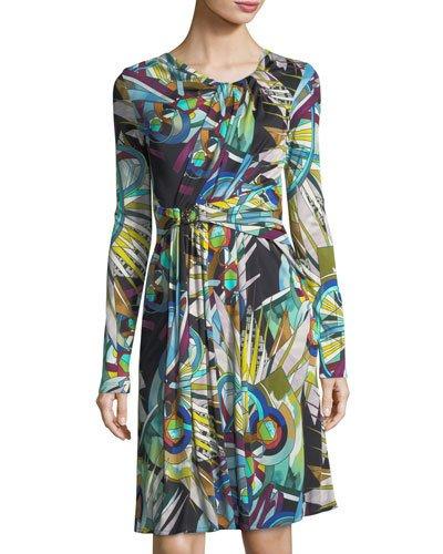 Long-sleeve Graphic-print Jersey Dress