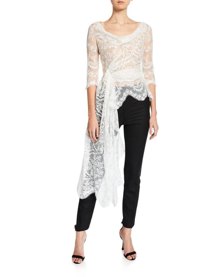 Lace Draped-front Blouse