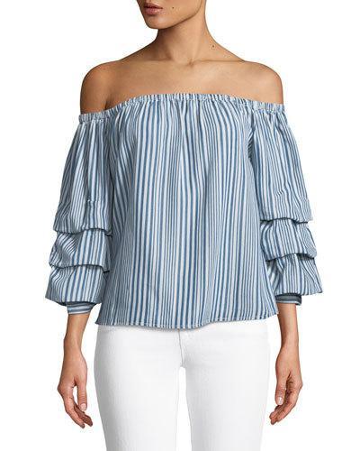 Kelly Off-the-shoulder Ruffle-sleeve Blouse