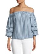 Kelly Off-the-shoulder Ruffle-sleeve Blouse
