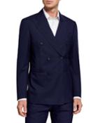 Men's Solid Double-breasted Wool