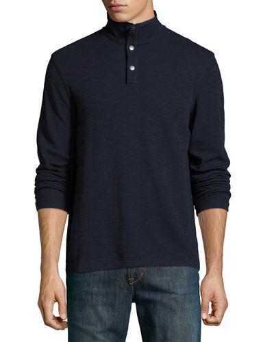 Mock-collar Sweater W/ Nylon Elbow Patches