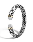 Dot Diamond Pave Cuff Bracelet W/ 18k Gold Trim,