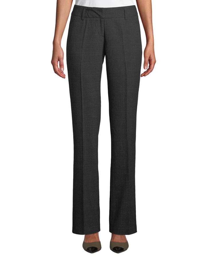 Mini-plaid Straight-leg Pants