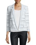 Escada 3/4-sleeve Striped Blazer, Opal (white), Women's,